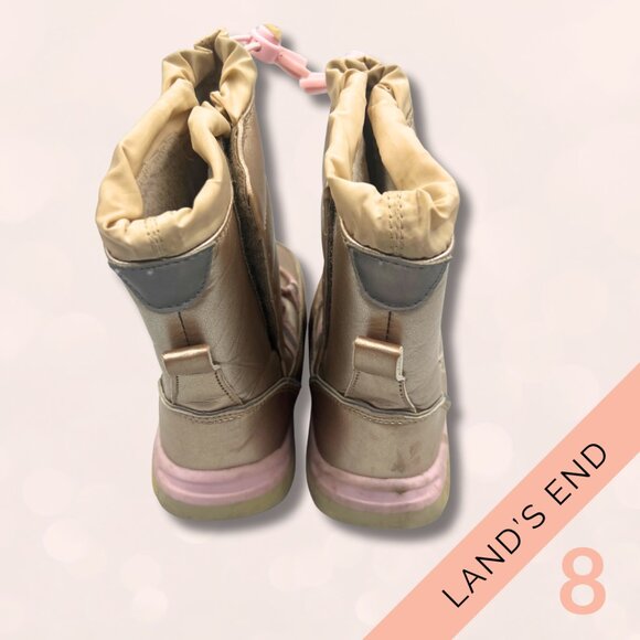 Land’s End Girls’ Snow Boots Size: 8– Metallic Champagne Pink Winter Boots - Picture 4 of 4